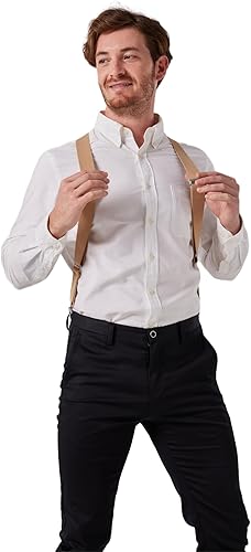 Miniatura 4 de Tirantes elásticos con clip en la espalda en X para hombre, 2 clips para uso formal e informal