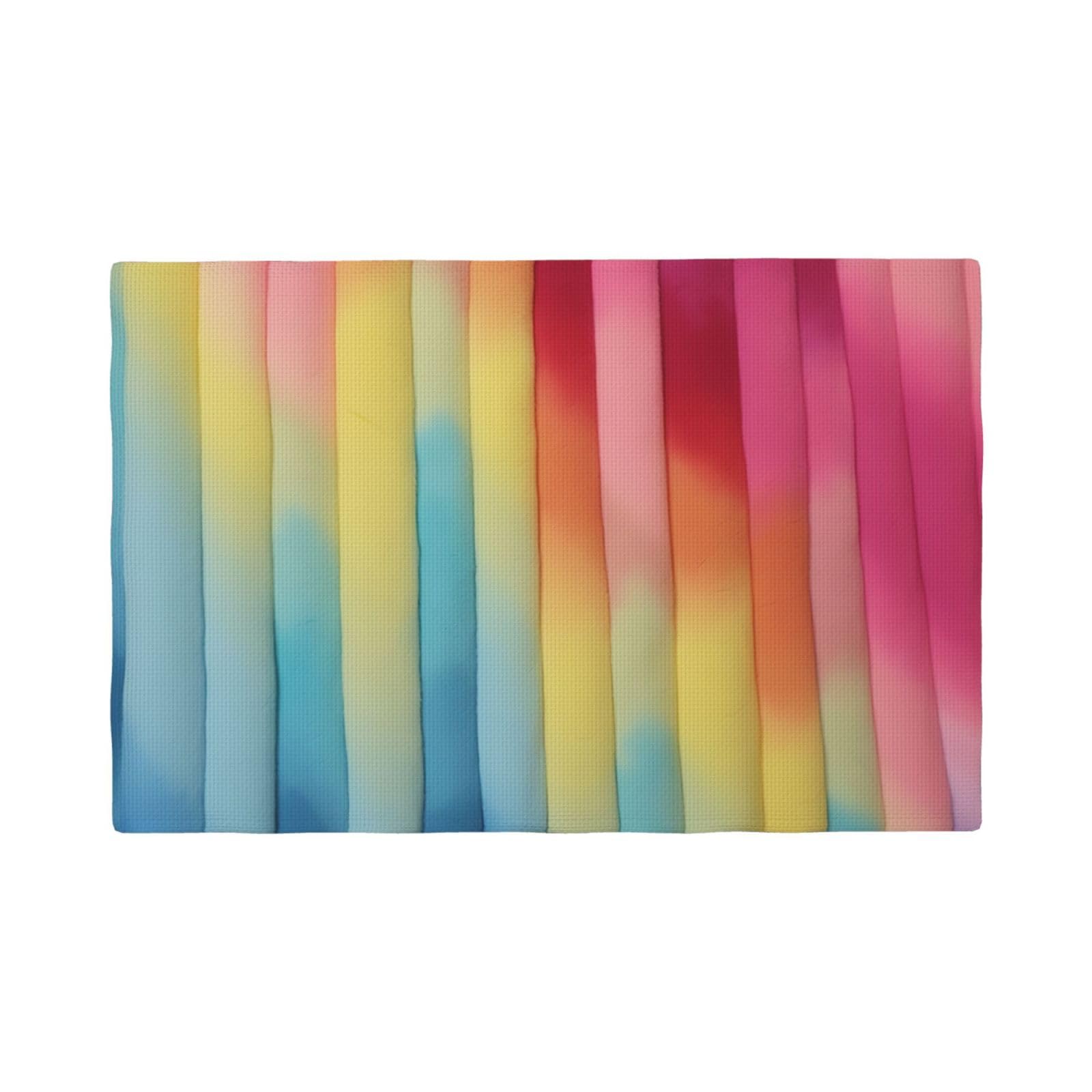 Set de table en lin rayé arc-en-ciel 45x30 cm lavable