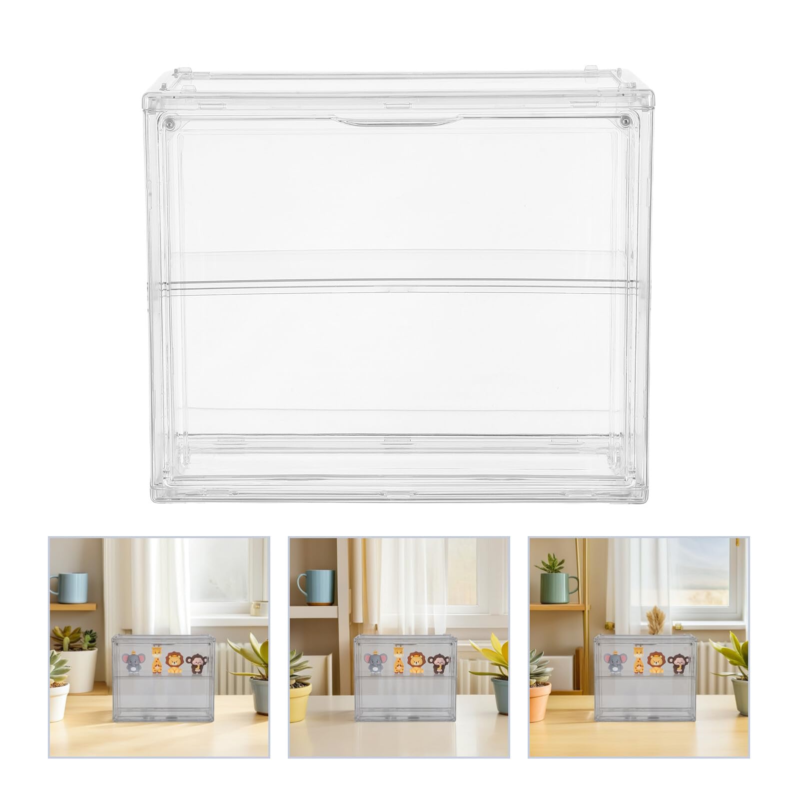 Vitrina Apilable de Acrílico Transparente para Maquetas de Coches, Caja Expositor Doble Capa 27x22x12 Cm Estante Desmontable, Organizador Compacto para Coleccionistas y Figuras