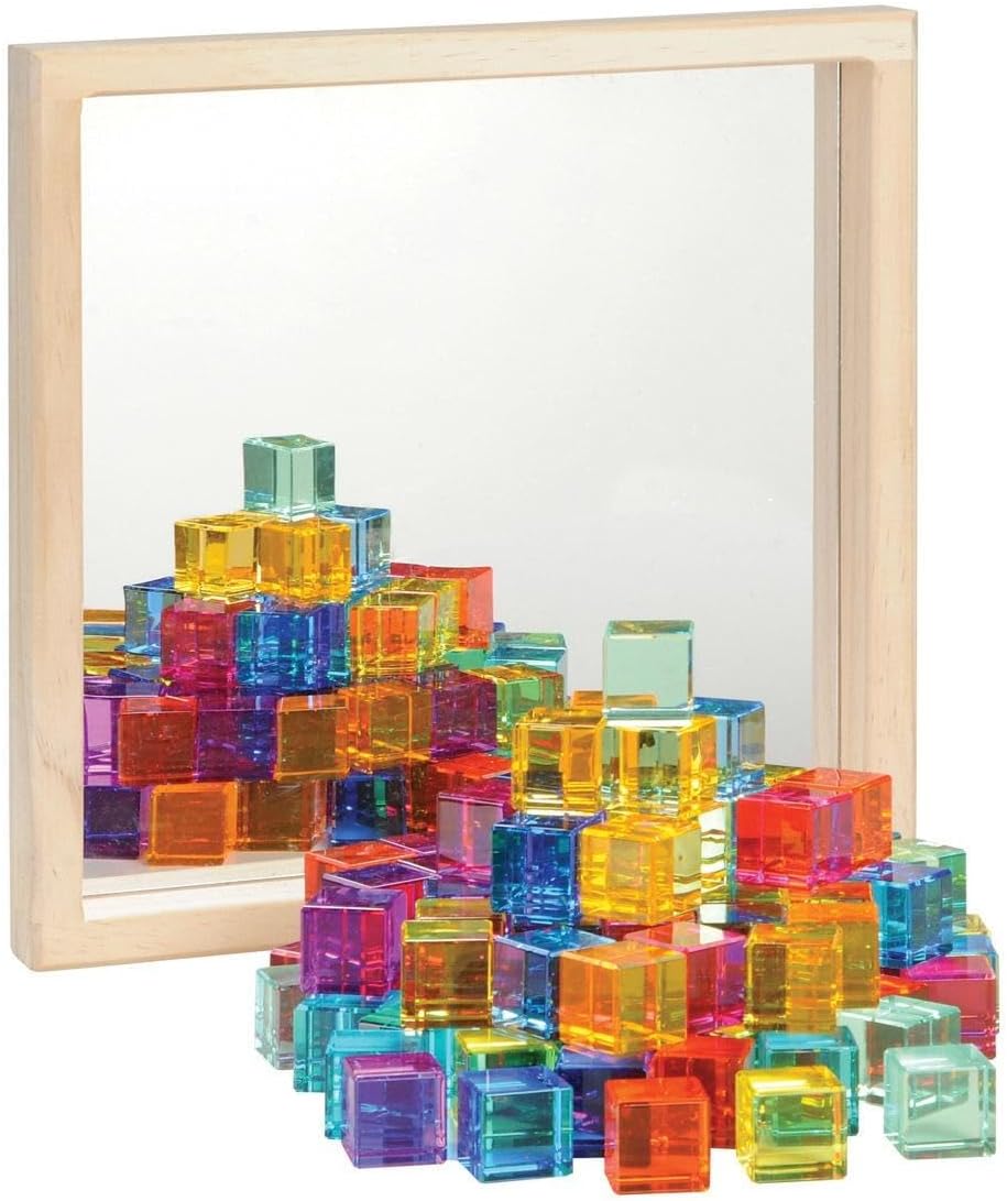 Kaplan Early Learning Translucent Cubes with Mirror Tray - 100 Pieces