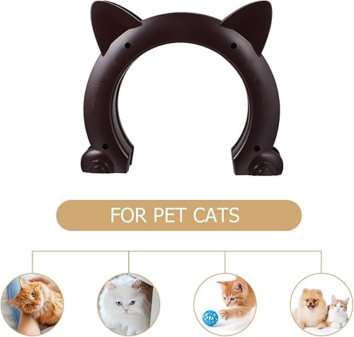 Miniatura 8 de DOITOOL Portal de puerta para gatos integrado para mascotas para puertas interiores, plástico ABS resistente a la intemperie, túnel de paso seguro
