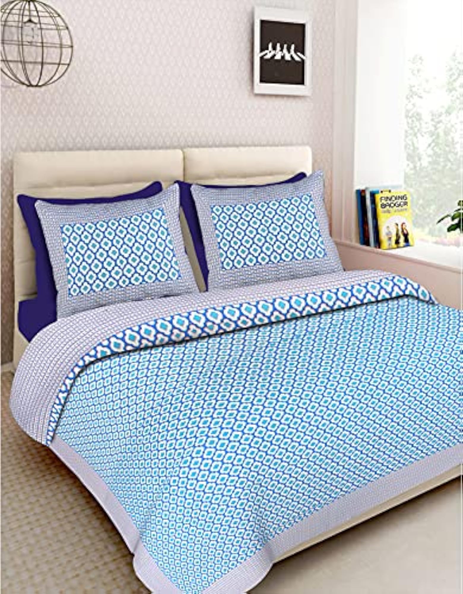 100% Cotton King Size Bedspread with Floral Design