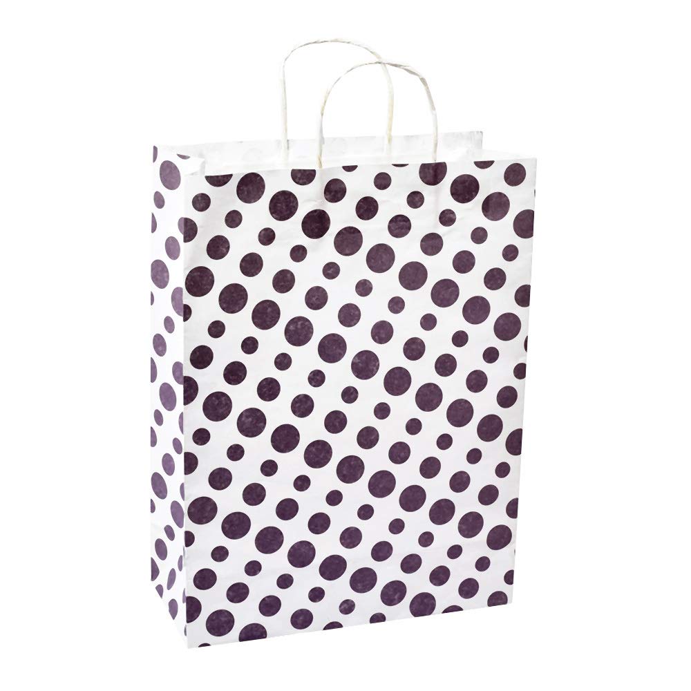 Sapco Polka Dot Gift Paper Bag Packing Carry Bag Pack of 10 (Lavender) (12x16x5-Inch-Large)