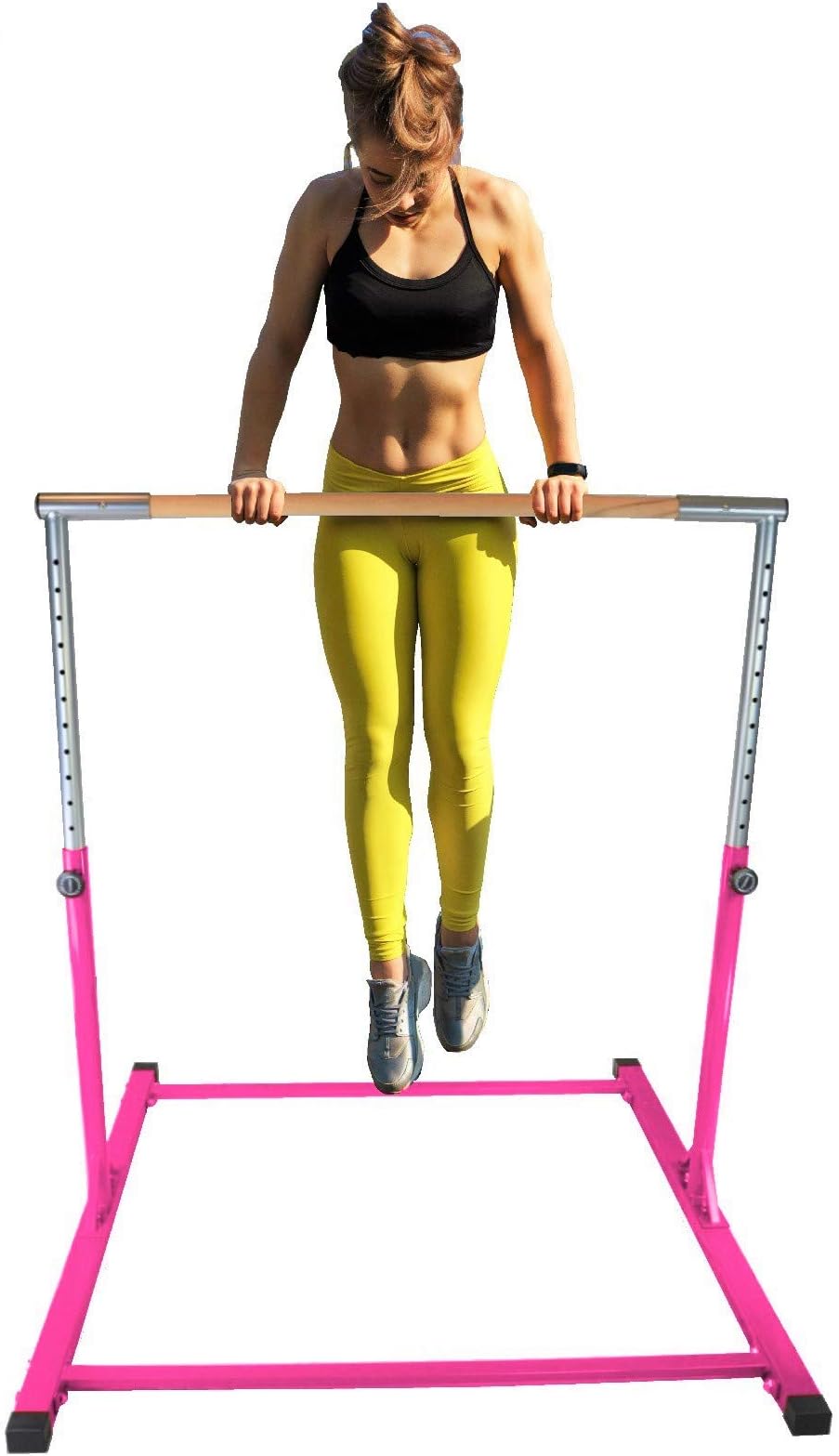 Athletic Horizontal Bar 5 Ft Adjustable Gymnastics Bars 300 Lb Capacity Standard Kip Kids Jungle Jr Training Pink