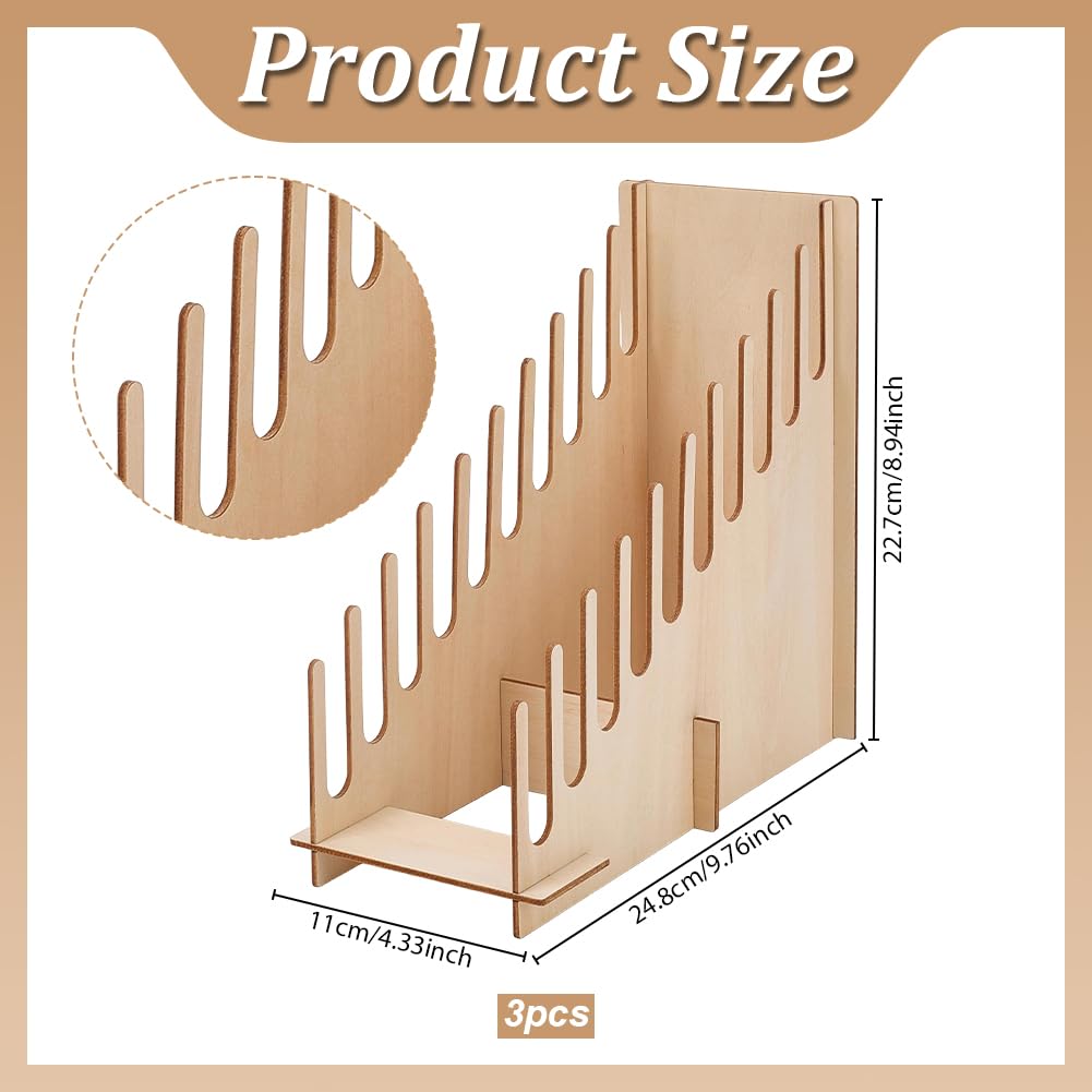 FREEBLOSS 3 Stück 10 Stöckiger Kartenständer Aus Holz Grußkartenhalter Für Sportkarten Postkarten Aufkleber 9.7x4.3x9(6) cm ((3) Zoll)
