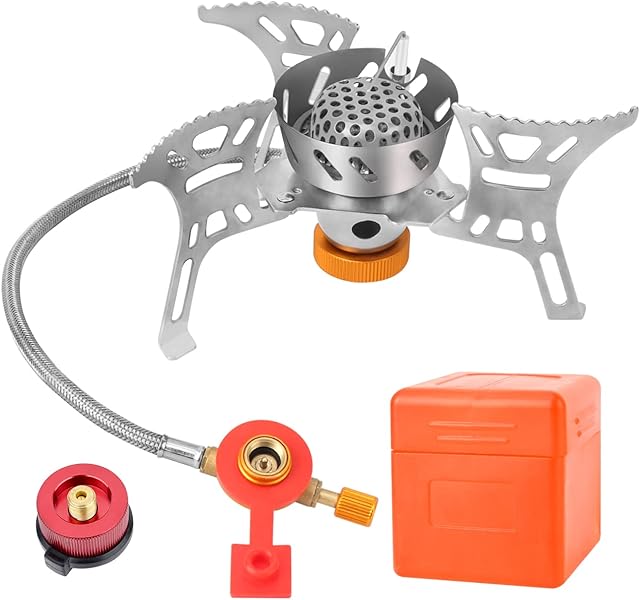 Camping Stove, LAMA 3900W Portable Windproof Camping Gas Stove Mini Burner with Piezo Ignition and Carrying Case for Picnic Backpacking Trekking