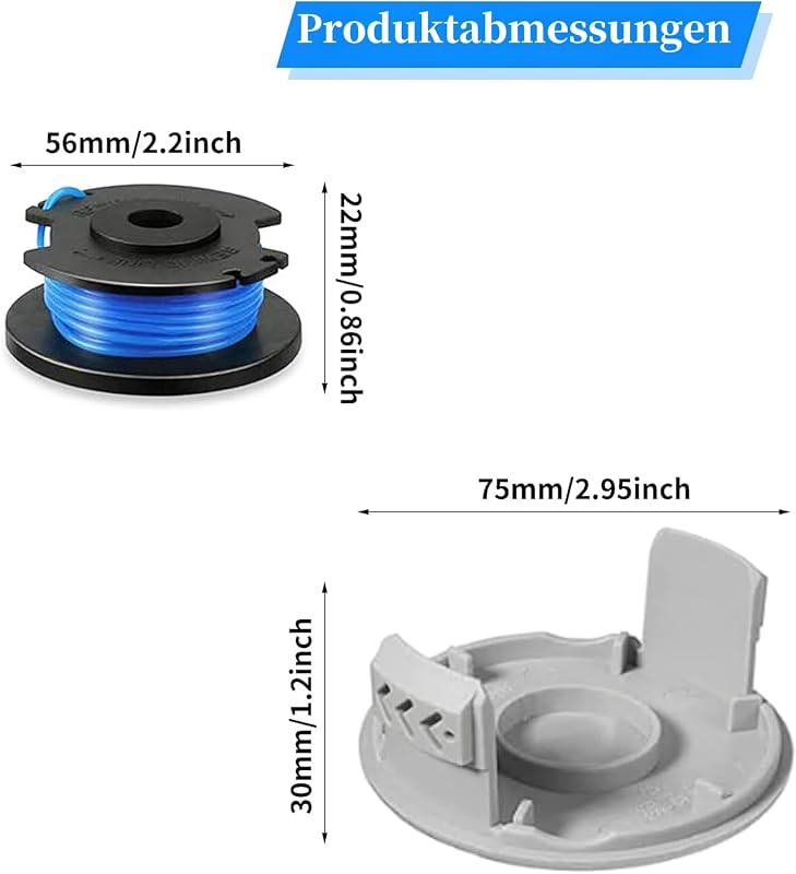 Yweller 10 db RAC124 pótdob szett Ryobi 18V ONE+ akkus és hibrid fűkaszákhoz, 1,65 mm átmérő, 3,3 m hossz, fedéllel - OLT1832, RLT1830Li kom
