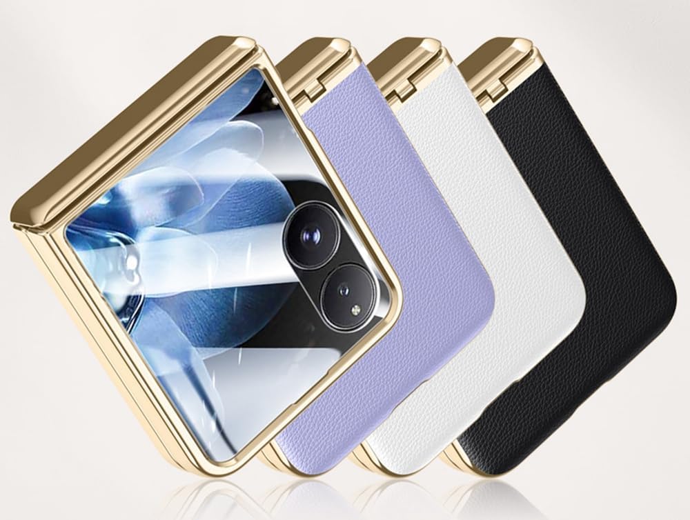 Mobile Phone Case for Xiaomi Mix Flip Folding Screen Phone. Hinge, Leather Cover Shell for Xiaomi Flip Cell Phone -Purple