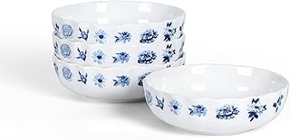 Stone Lain Fiore 4-Piece Bowl Set New Bone China, Blue
