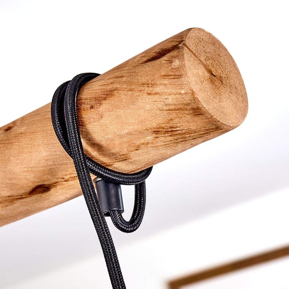 HOFSTEIN Pendelleuchte Imana 4-flammige Deckenlampe aus Metall in Schwarz/Kupferfarben, Vintage Look, Pendellampe mit Holz in Natur für Esszimmer, Küche, 4 x E27, höhenverstellbar bis max. 120 cm