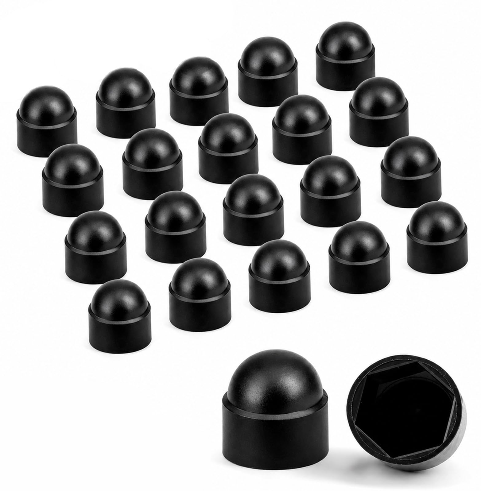 M10 Black Plastic Hex Nut Cover Caps, 20PCS Dome Screw Caps for Bolt Protection Hexagonal Protective Caps for Indoor and Outdoor Use, Prevents Scratches & Rust, Durable Bolt Cover Kit (17mm Spanner)