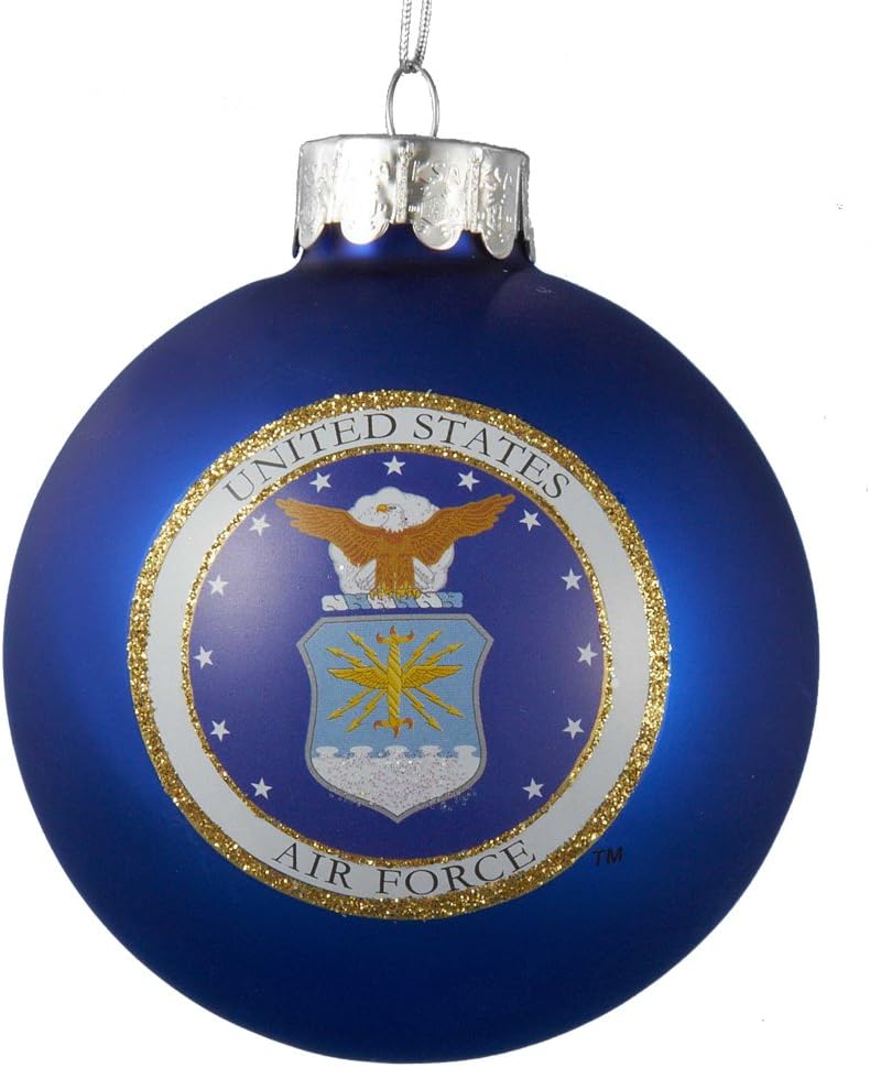 Kurt Adler Glass U.S. Air Force Ball Ornament, 80mm