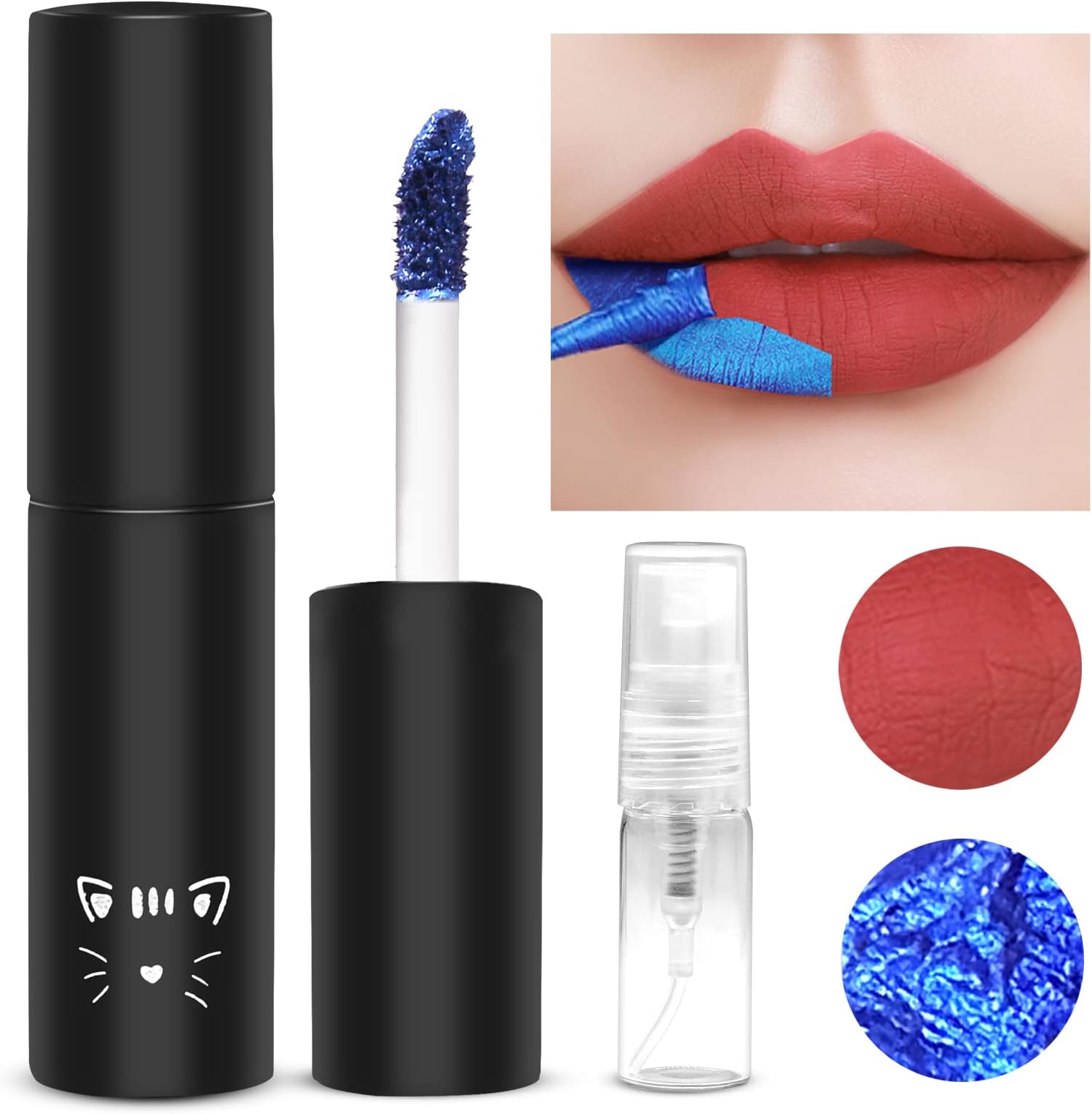 Lip Stain, Peel Off Lip Stain Lip Tint, Tattoo Color Lip Gloss,Long Lasting Waterproof Liquid Lipstick with 3ML Empty Spray Bottle,Non-stick Cup Lip Tint Lip Makeup For Women Girls#Orange