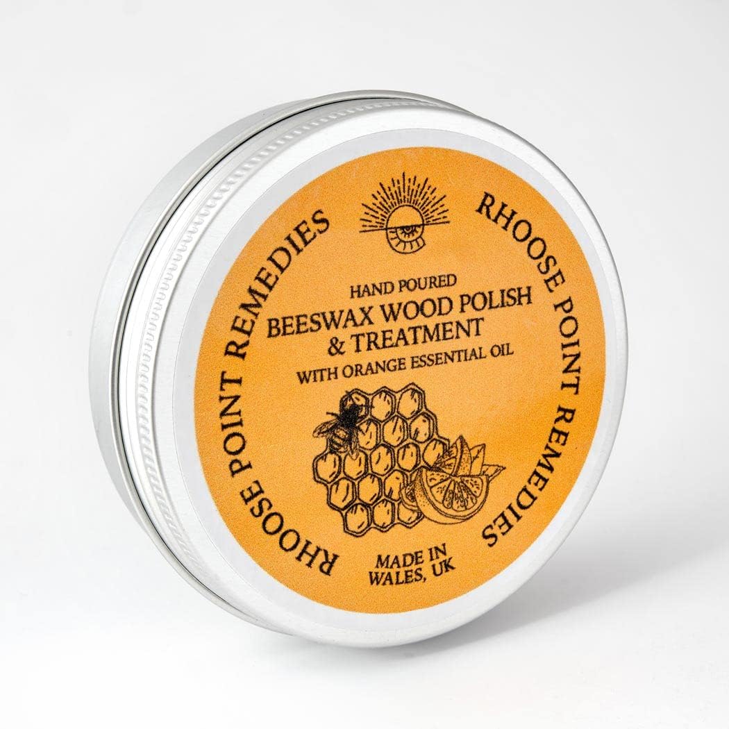 Rhoose Point Remedies Beeswax Wood Polish with Orange Essential Oil - 200ml - Natural Wood Wax, Enhances the Natural Beauty of All Types of Wood, Cleans, Seals & Protects for a Perfect Finish