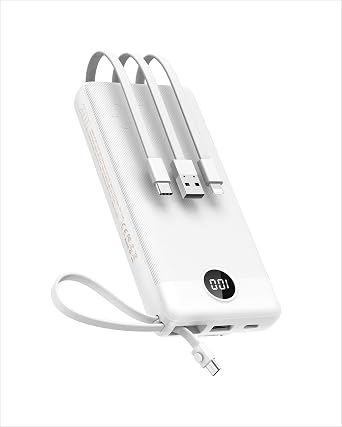 VEEKTOMX 20000mAh Portable Charger with Built-in USB-C & iPhone Cables