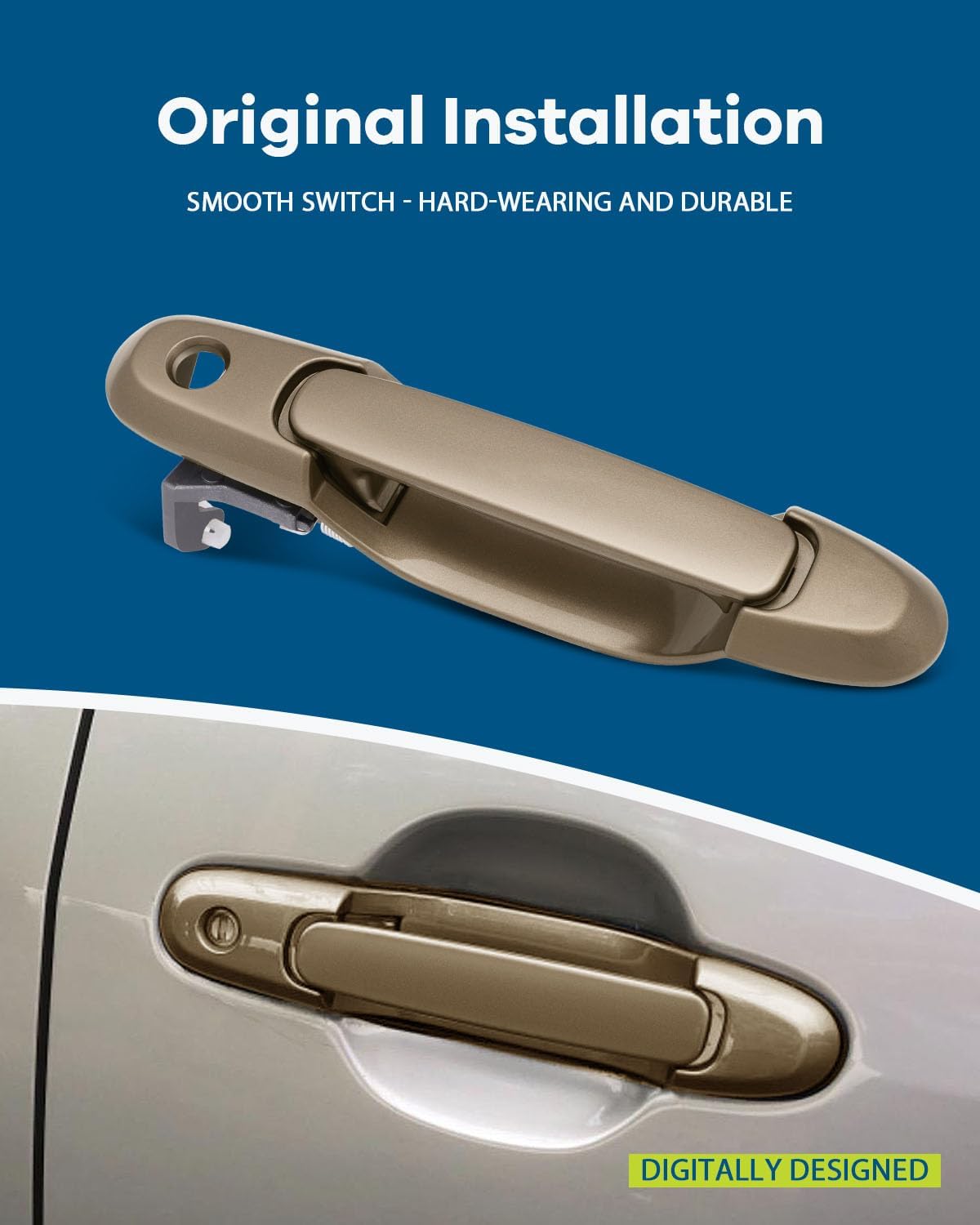LUJUNTEC Exterior Door Handles,Front Rear Door Handles Driver Left Passenger Right Side,Replacement for 1998-2003 for Toyota for Sienna,4pcs Beige Handles Replace