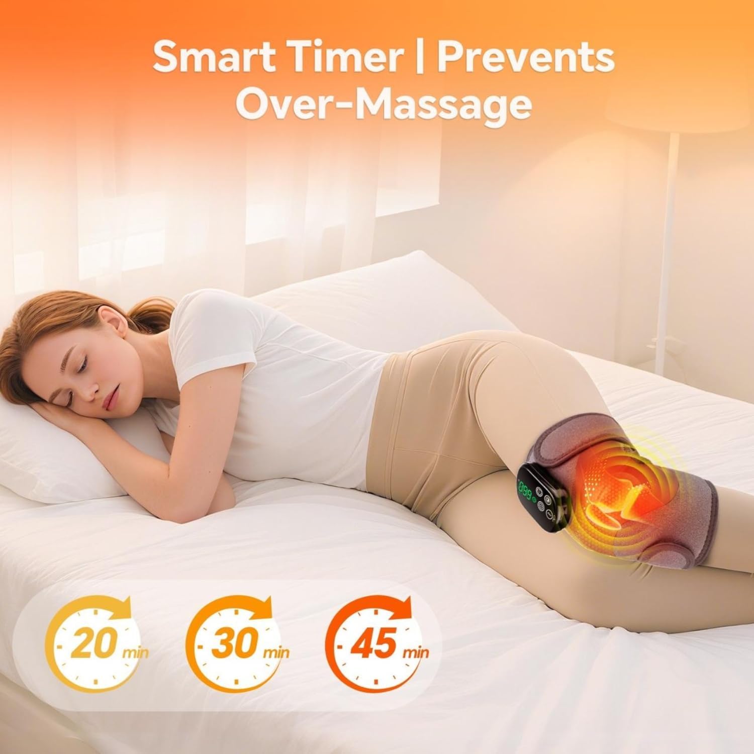 Red Light Therapy Knee Massager with Heat & Vibration - 3-in-1 Infrared Heated Knee Brace for Pain Relief - Adjustable Heating Knee Pad & Wrap for Elbow & Shoulder - Rechargeable for Men & Women