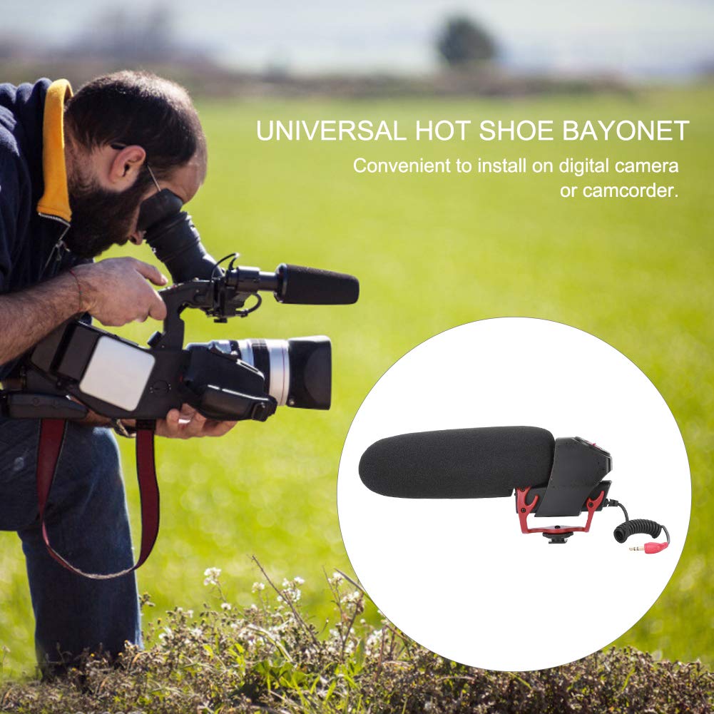 Qiilu Microfono per videocamera LYM-DM200, microfono per videocamera vocale con microfono da 3,5 mm per interviste