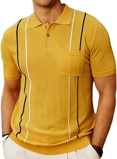 WINDEHAO Summer Men's Casual Knitted Polo Shirt,Short Sleeve Button Down Polo Shirts,Casual Business Shirt Lapel T-shirt
