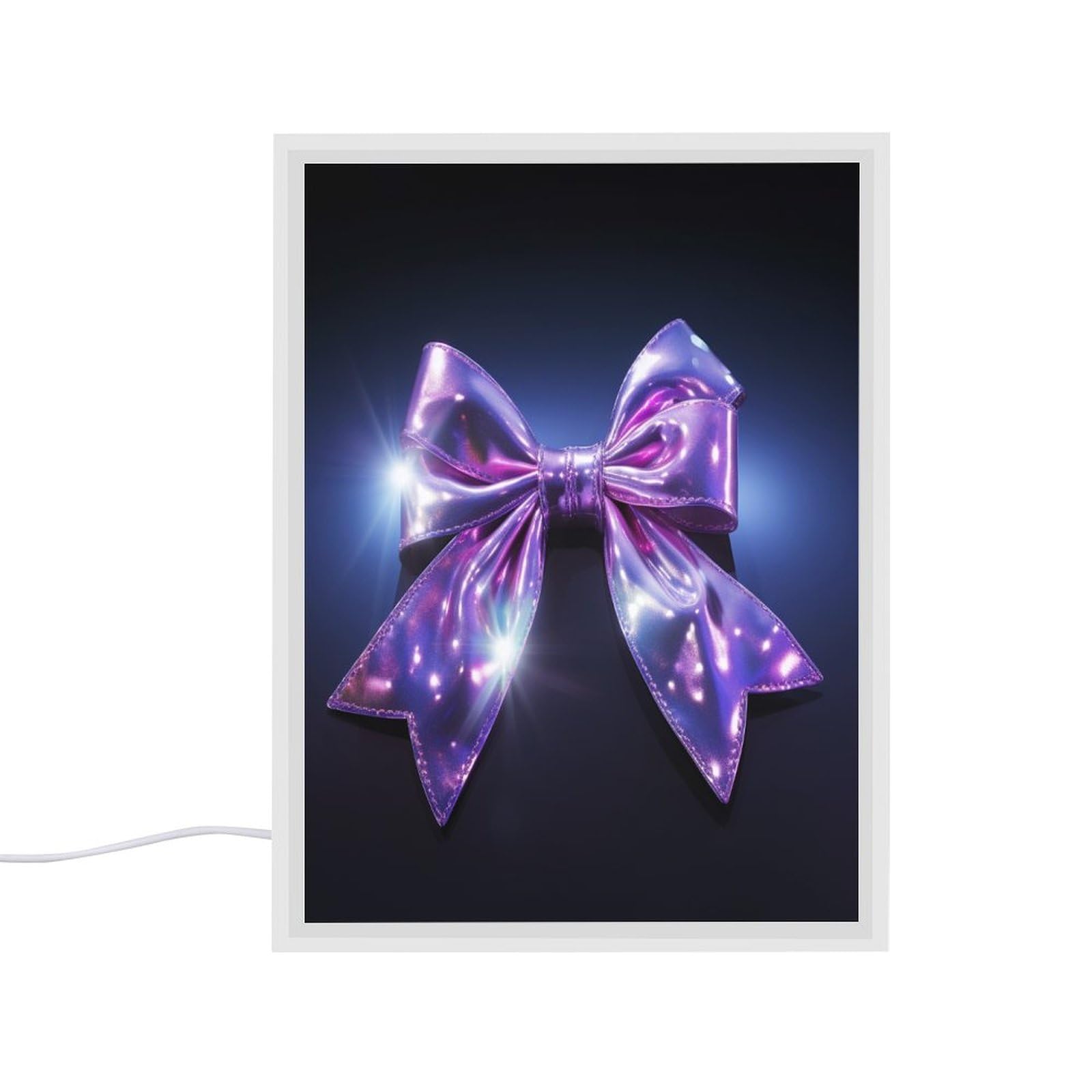 Lorolivier Personalised Mirror Acrylic Night Light Bow Knot LED Night Light Children Desk Bedside Lamp Tricolor Dimming Nightlight Toddler Birthday Button Switch
