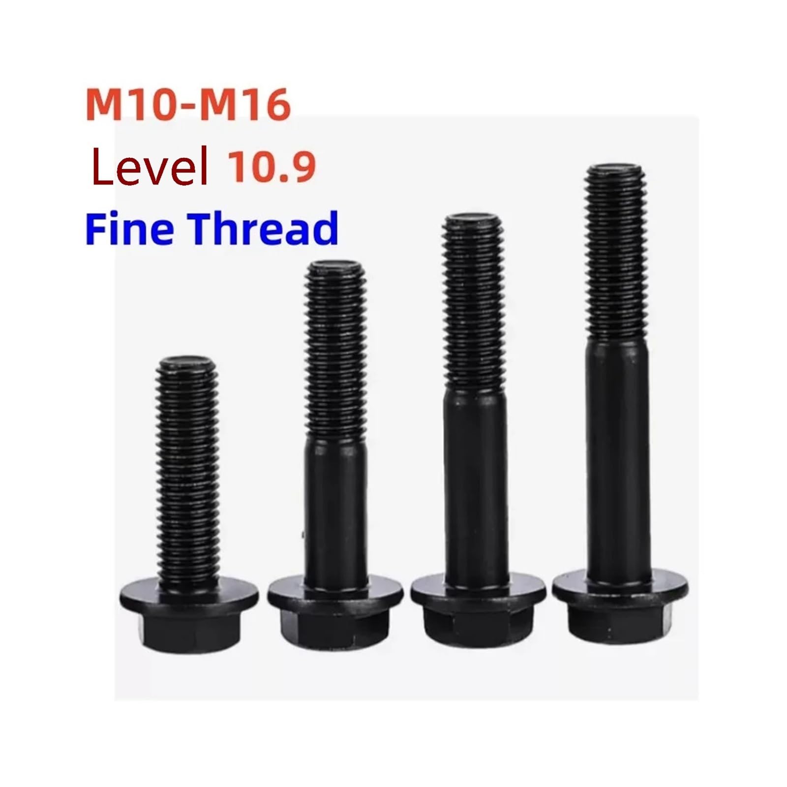 Viti a testa esagonale con flangia in acciaio al carbonio nero da 10,9 livelli - Viti a macchina M10 M12 M14 M16(60mm(Half),M14*1.5-1pcs)