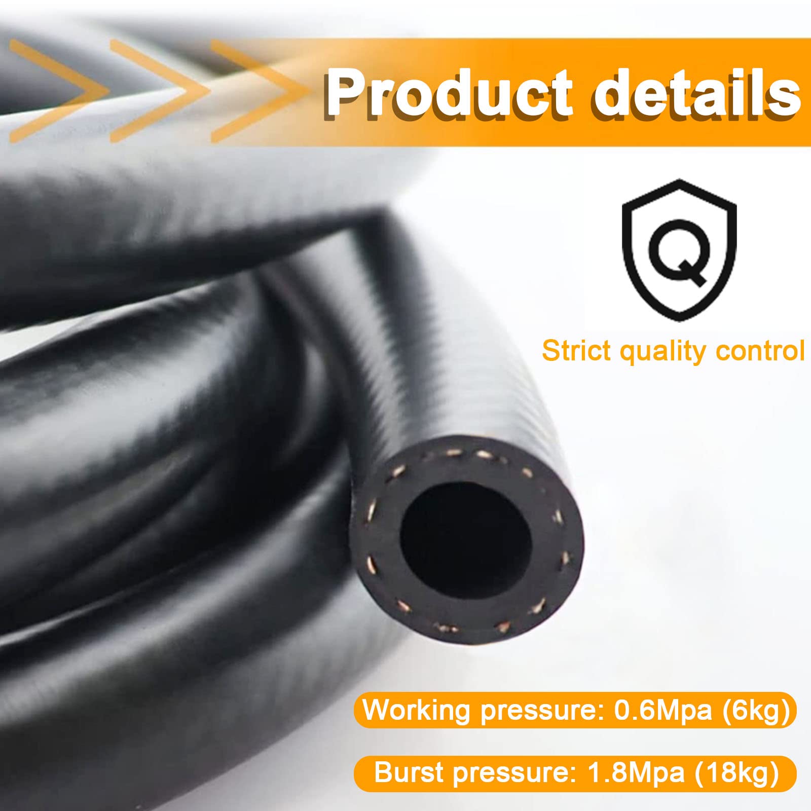 Tuyau Carburant NBR Avec Tresse Textile - Diamètre Intérieur 5 Mm, Norme DIN 73379-B, Vendu Au Mètre, Pour Essence/diesel/eau