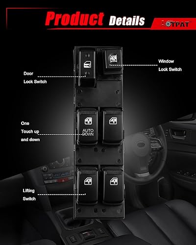 Miniatura 3 de AOTPAT Interruptor maestro de ventana eléctrica compatible con Hyundai Tucson 2006 2007 2008 2009 Interruptor de control lateral del conductor