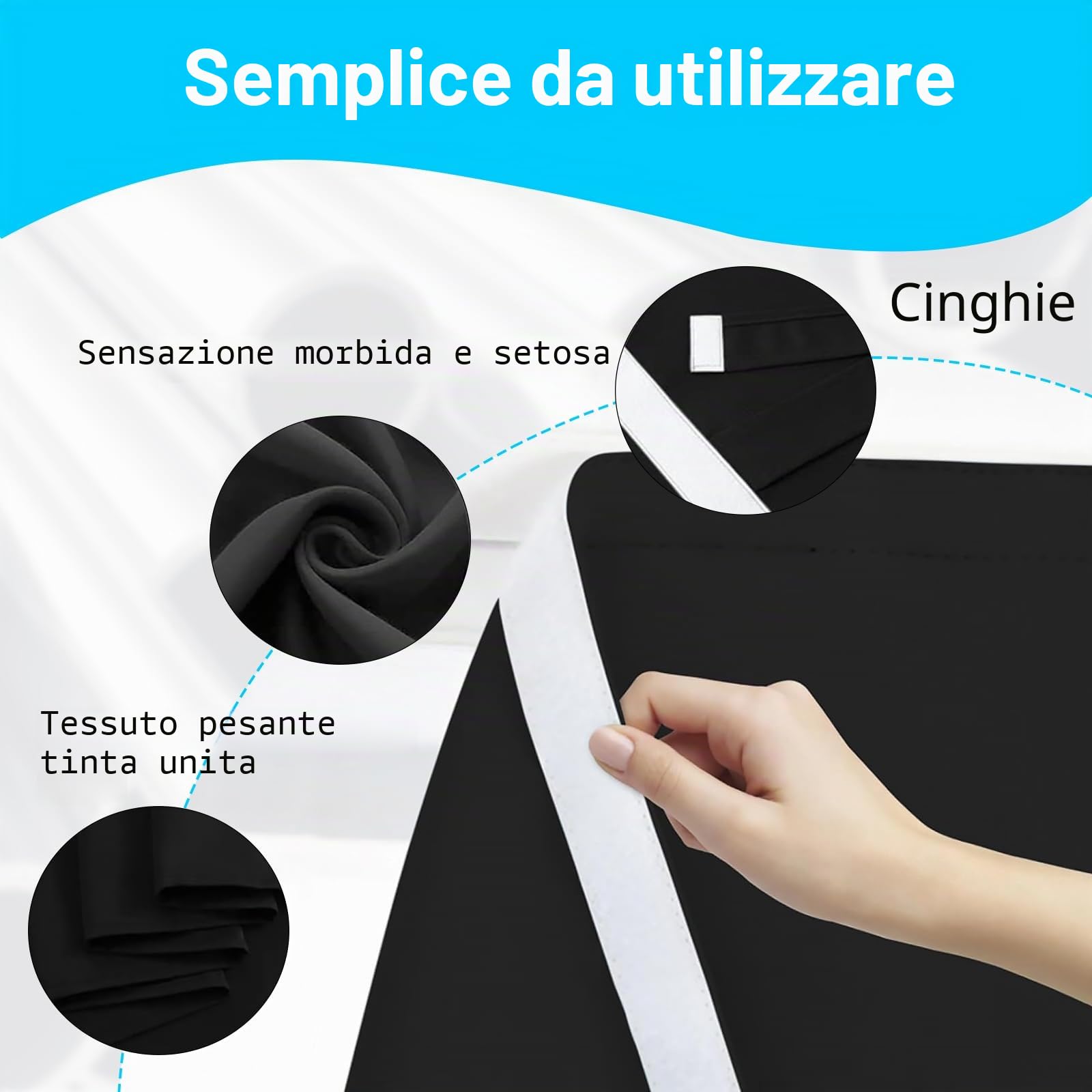 1 Pezzo Tende Oscuranti Termiche per Porta D'ingresso, 173 × 66 cm Fissaggio con Velcro, Tende per Porta Francese, Tende Romane Opache con Lacci per Porte a Vetri (Nero)