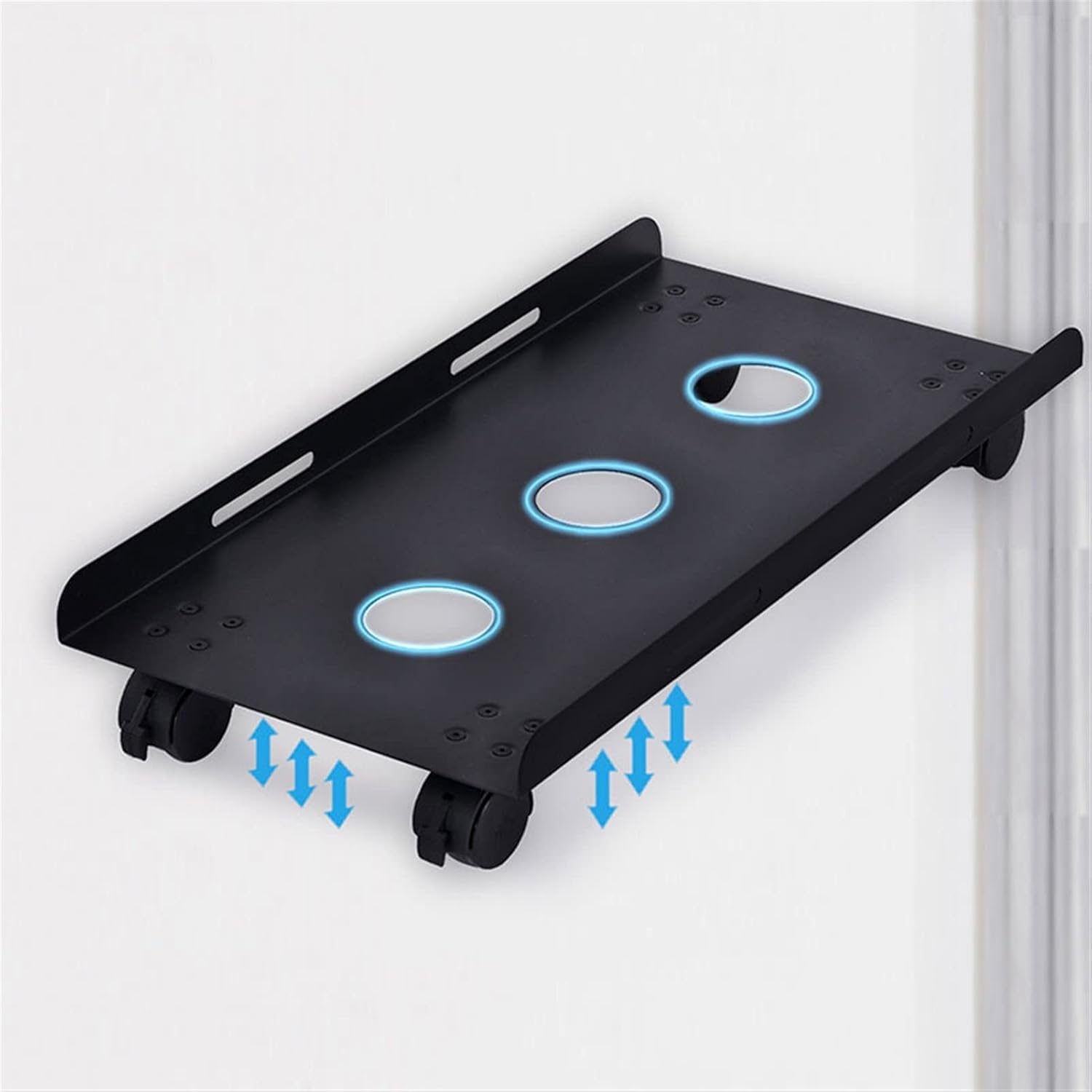 CPU Holder Stand CPU Stand Metal Hollow Cooling Pc Host Tower Stand Home Office Heavy Mobile Host Chassis Tray Rack with Wheels Computer Tower Stand