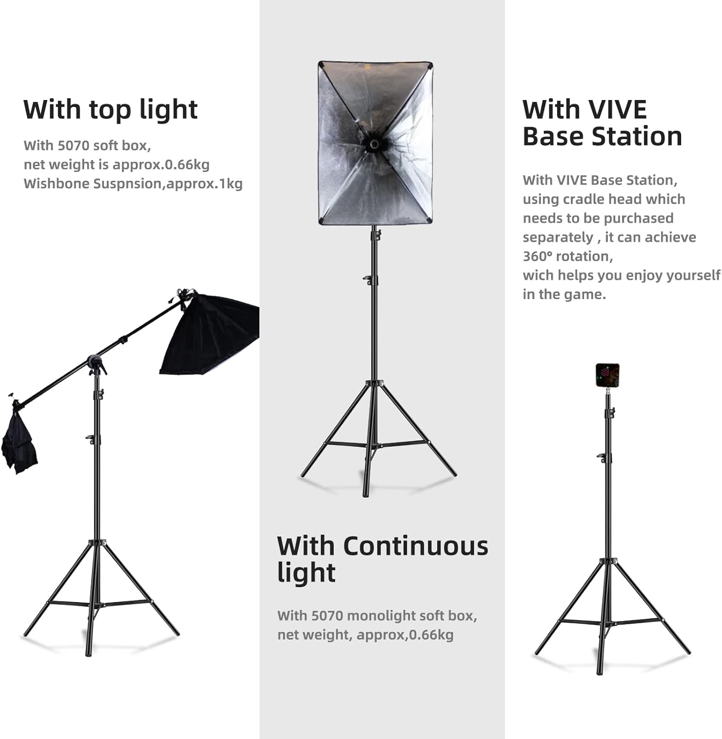 Yongnuo Photography Light Stand Tripod 6.3 feet 190cm 75 inch with 1/4” Thread for LED Video Light, Reflectors, Soft Boxes, Lights, Umbrellas, Backgrounds and Portrait