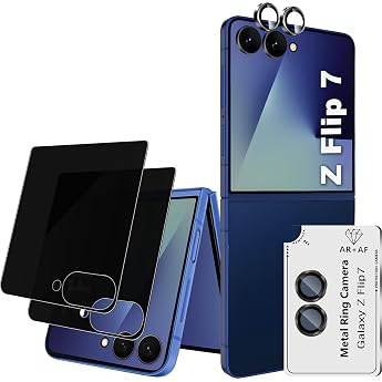 Privacy Screen Protector for Samsung Galaxy Z Flip 8 / Flip 7 5G Pack of 2 Privacy Film and 1 Set Camera Protection Anti-Spy Screen Protector Privacy Glass Film Privacy Glass Film Privacy Screen Protector
