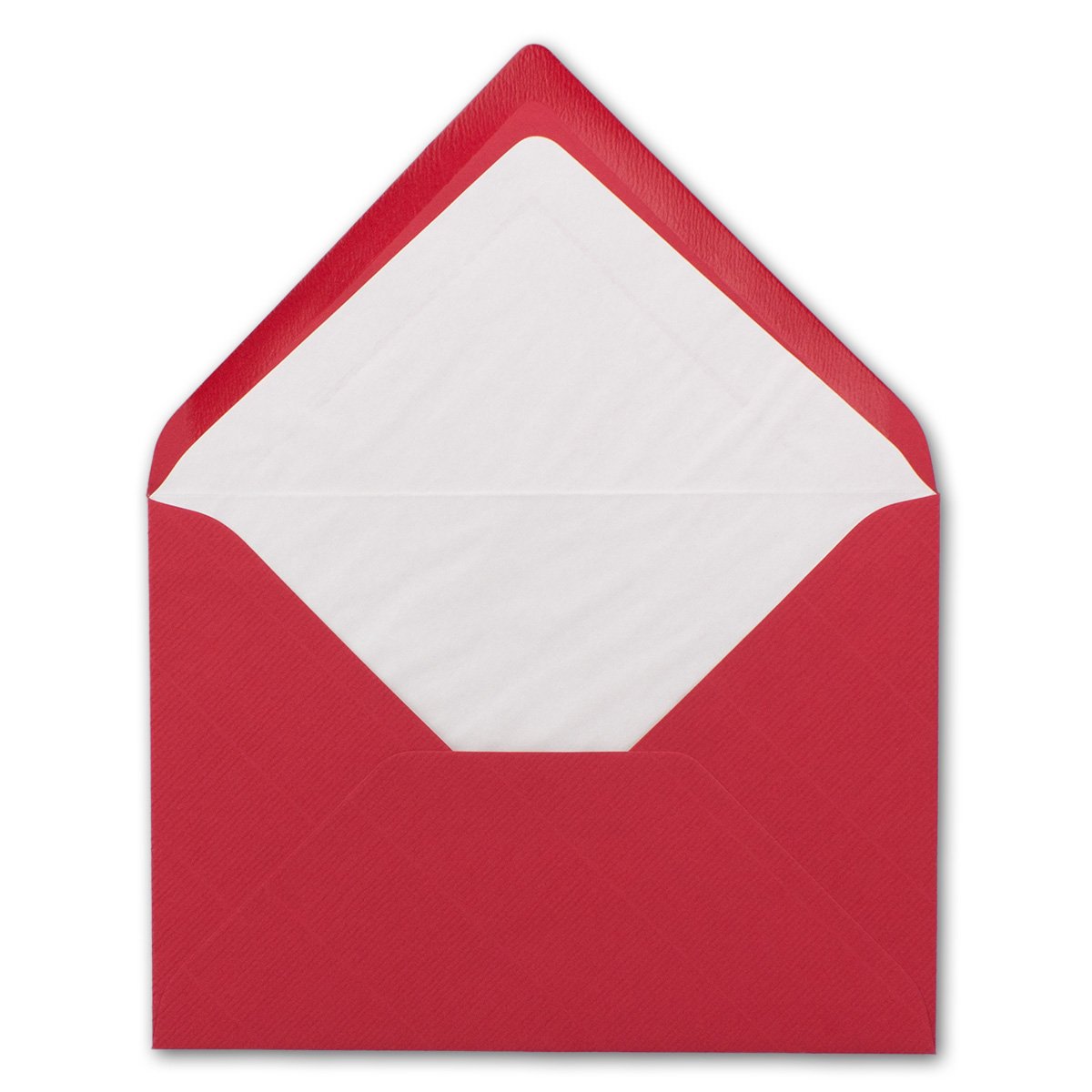 500 DIN B6 koperty czerwone z białą jedwabną podszewką - 12,5 x 17,6 cm - 100 g/m² klejenie na mokro, prążkowane koperty bez okienka od Twojego agenta firmy Glüxx