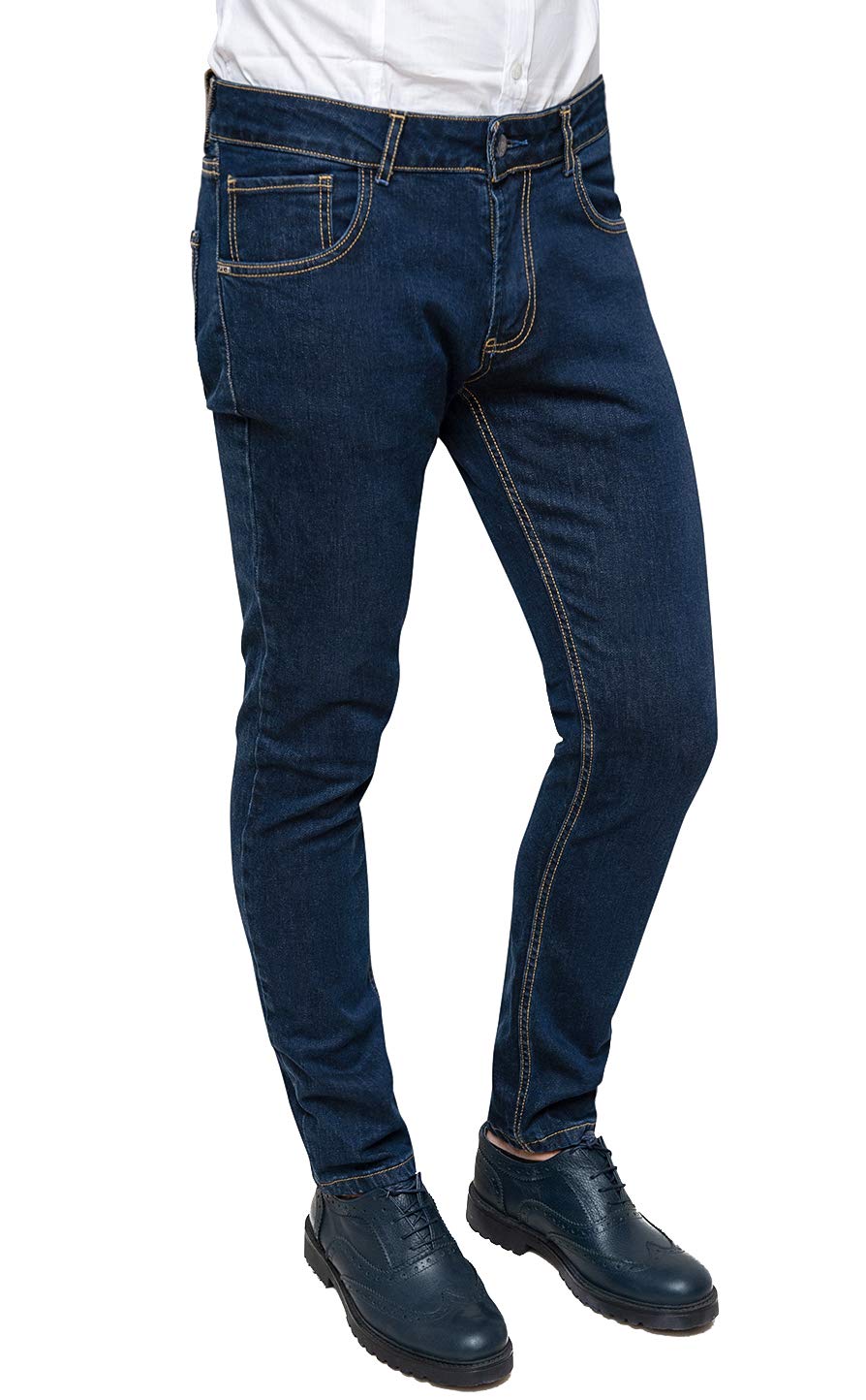 Evoga Jeans Uomo Pantaloni Slim Fit Aderenti Blu Denim Casual
