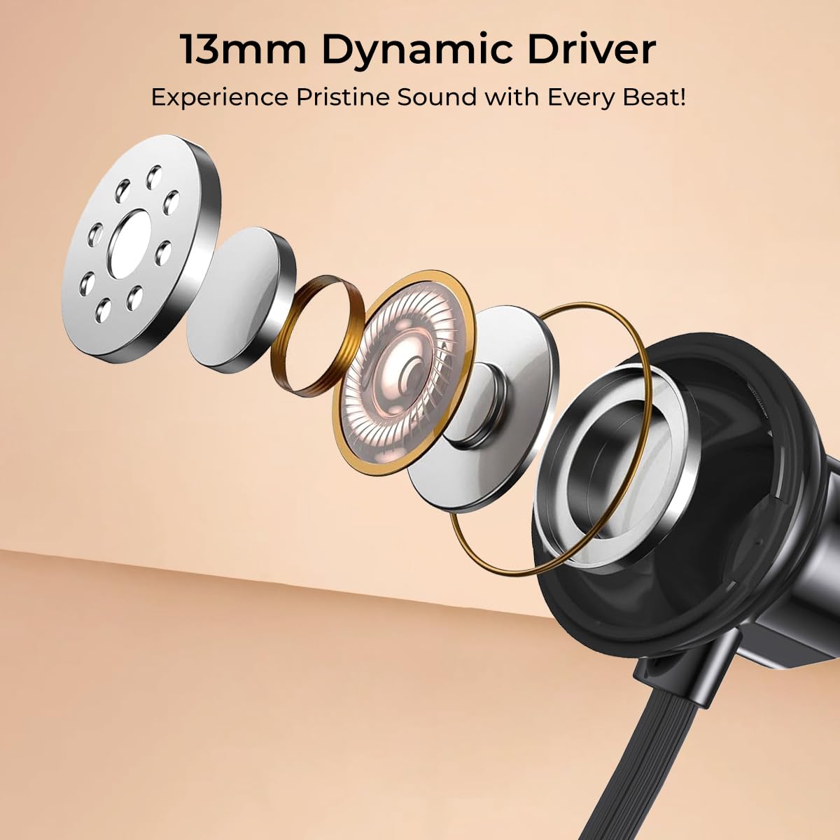 pTron Tangent Rush w/ 50Hrs Playtime, Pristine Sound, Dual-Device Pairing, Bluetooth 5.4 Wireless in-Ear Earphones with Mic, Voice Assistant, Type-C Fast Charging & IPX5 Water Resistant (Jet Black) 1