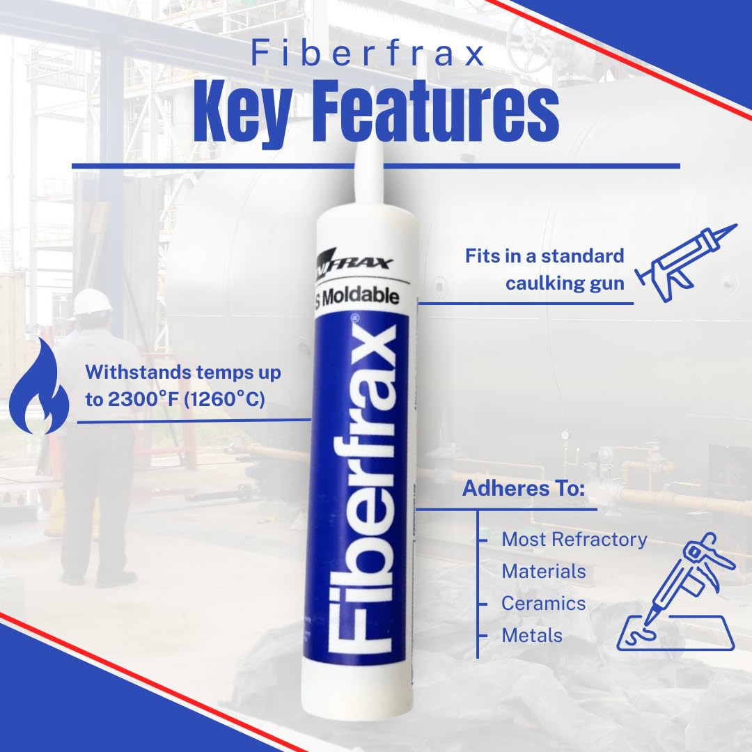Fiberfrax Refractory Fiber Caulk 2300°F | LDS Moldable Crack Sealing Insulation Caulk