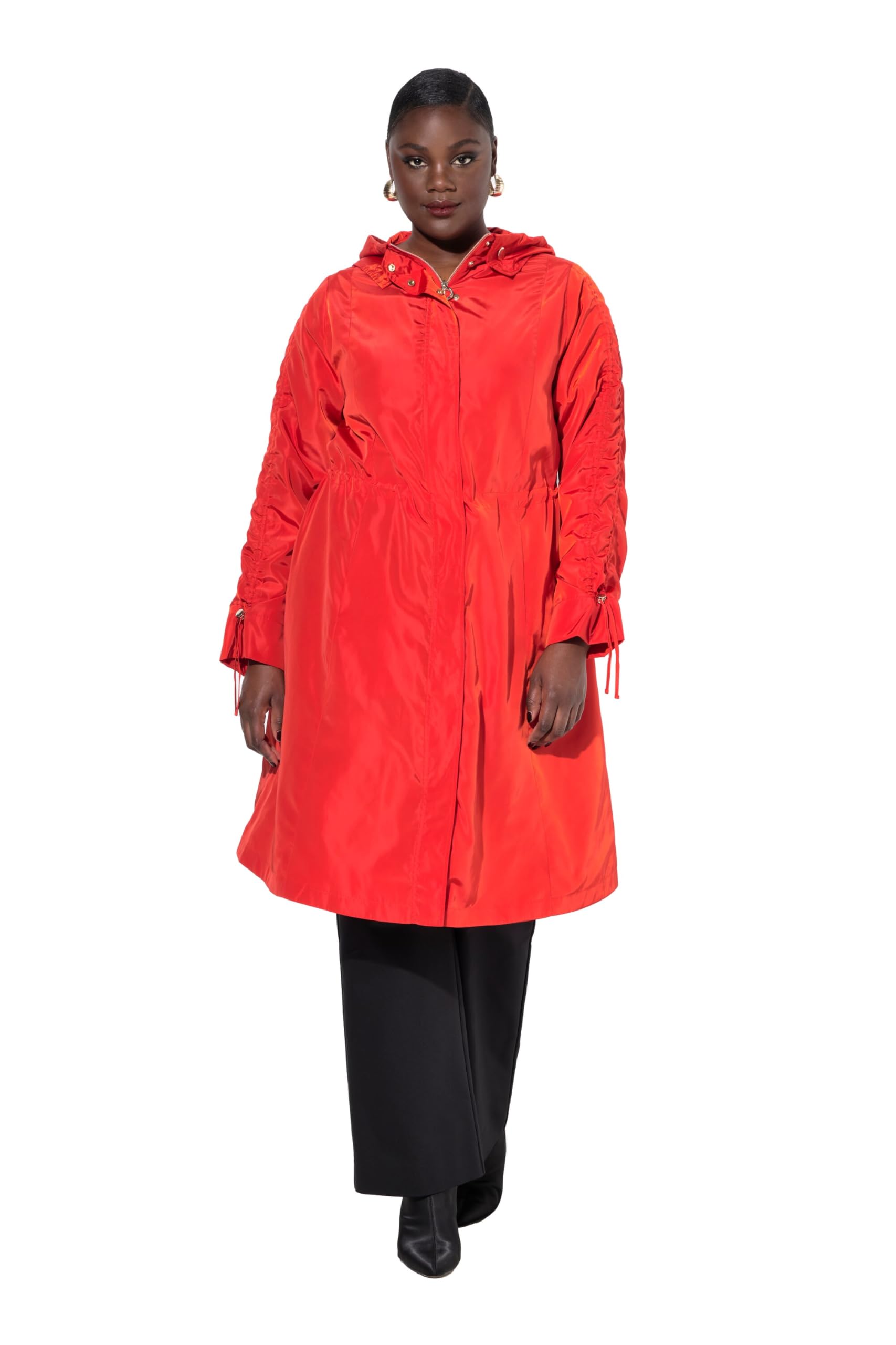 Ulla Popken Damen große Größen Übergrößen Plus Size Mantel, A-Linie, wasserabweisend, Kapuzenkragen 835277