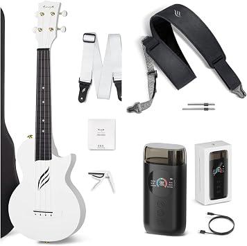 Enya Concert Ukulele Nova U 23 Carbon Fiber Travel Ukulele with Beginner Kit & enya Magnetic Strap & Enya Smart Automatic Guitar Tuner