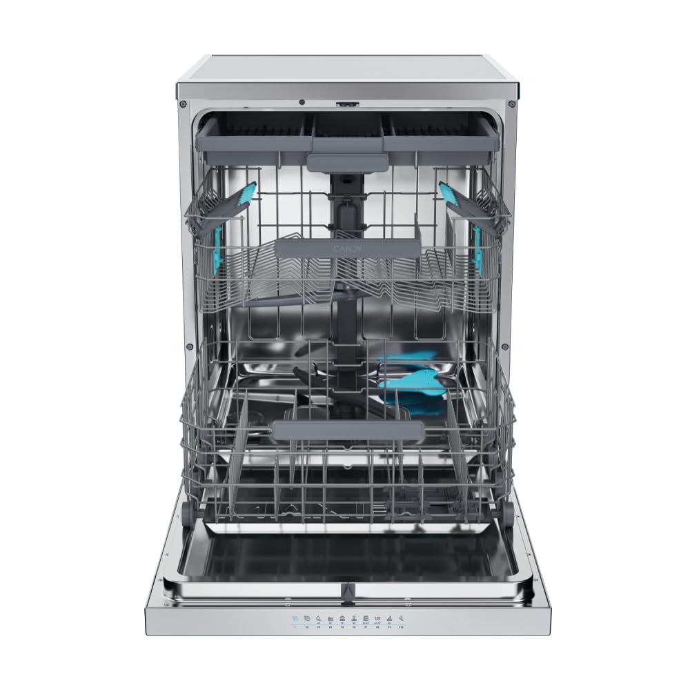 Candy Rapido' Lavastoviglie a Libera Installazione 60 cm, 16 Coperti, 10 Programmi, Partenza Ritardata fino a 24h, Wash&Dry 35', Motore Inverter, Classe B, AxLxP 85x59,7x59,8 cm, Inox - CF 6B4S1PX