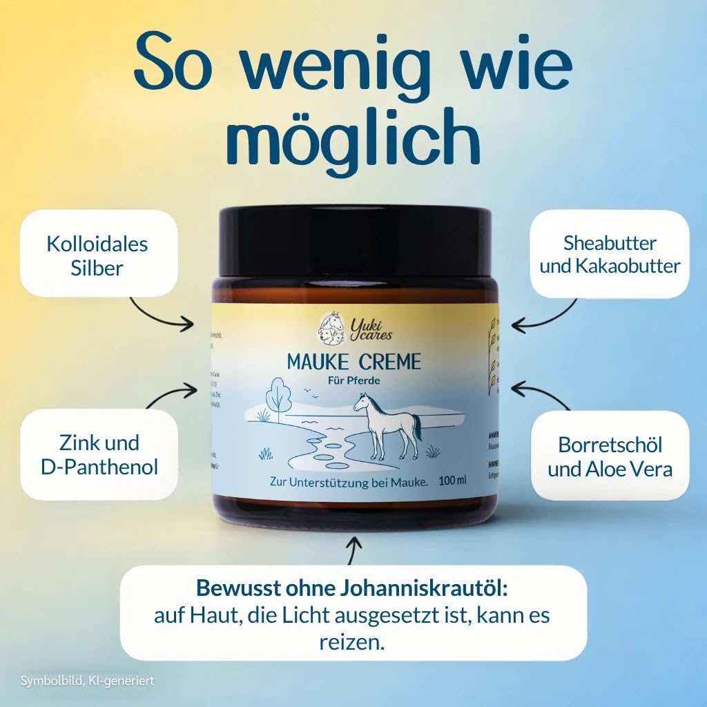 Maukecreme für Pferde – natürliche Hautpflege bei Mauke + Raspe an der Fessel | mit pflegenden Pflanzenölen | aus der Tierheilpraxis | 100 ml
