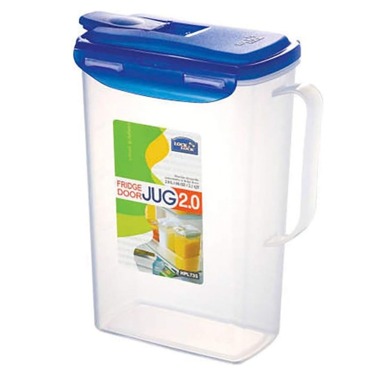 Lock & Lock Prostokątny dzbanek na drzwi lodówki – przezroczysty/niebieski, 2 l