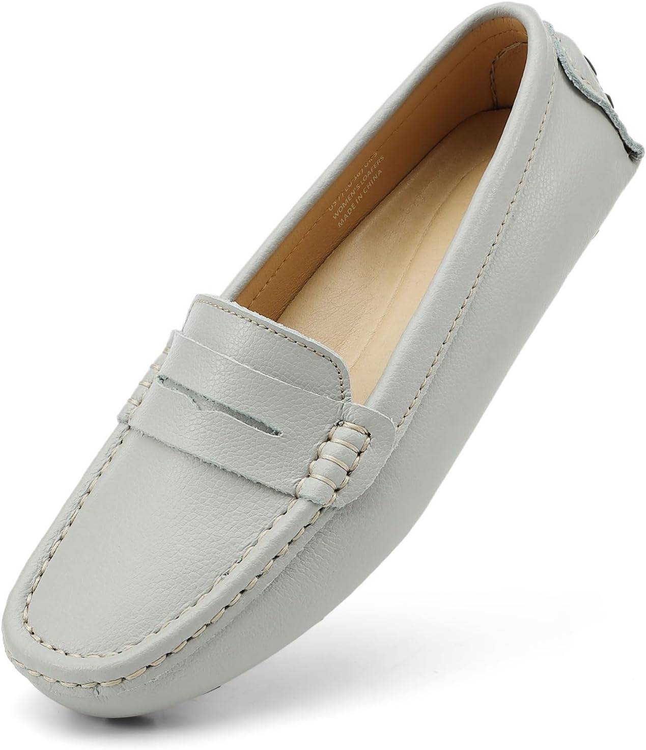 Women's Classic Comfort Leather Penny Loafers Casual Slip-Ons Lightweight Walking Flats Driving Mocs Boat Shoes