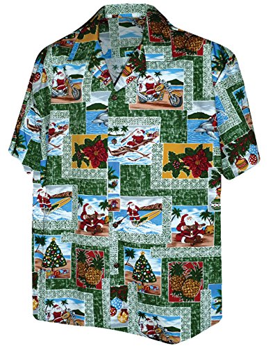 Pacific Legend Paradise Santa Christmas Hawaiian Shirts Red L