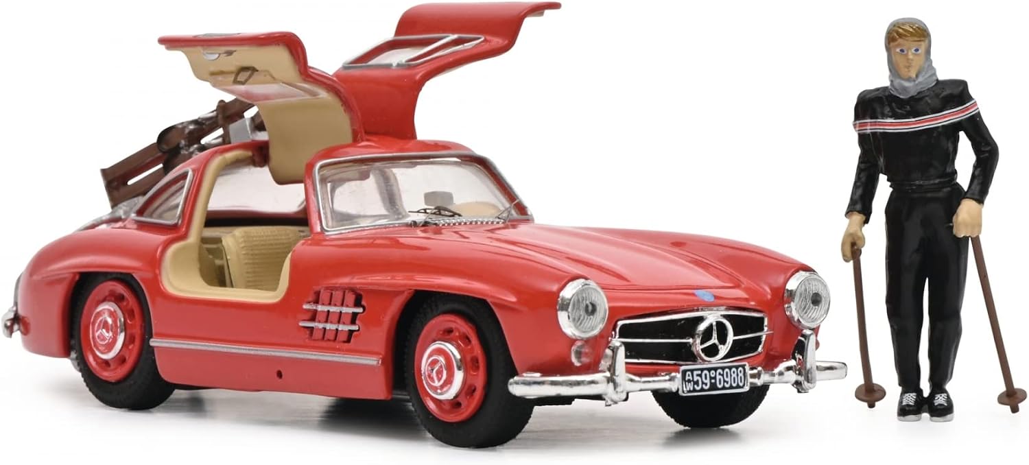 1/43 メルセデスベンツ 300SL (W198) 1954 レッド スキー フィギア付き 【カジャー】 Schuco