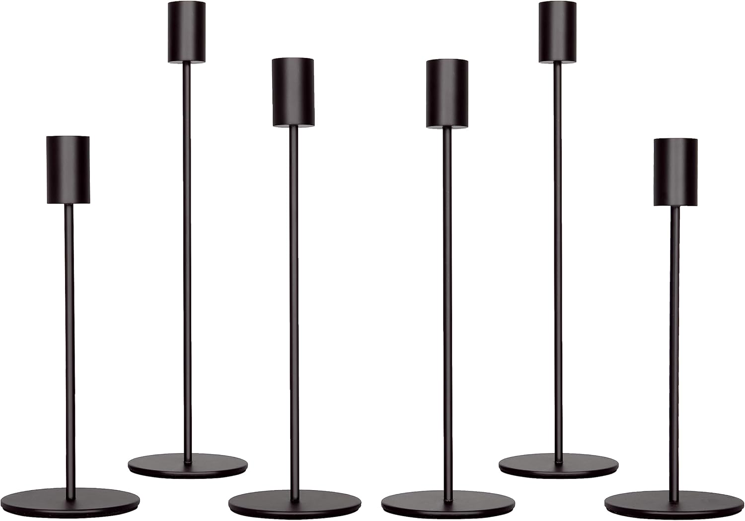 zeochyni Matte Black Candlestick Holders Set of 6, Decor
