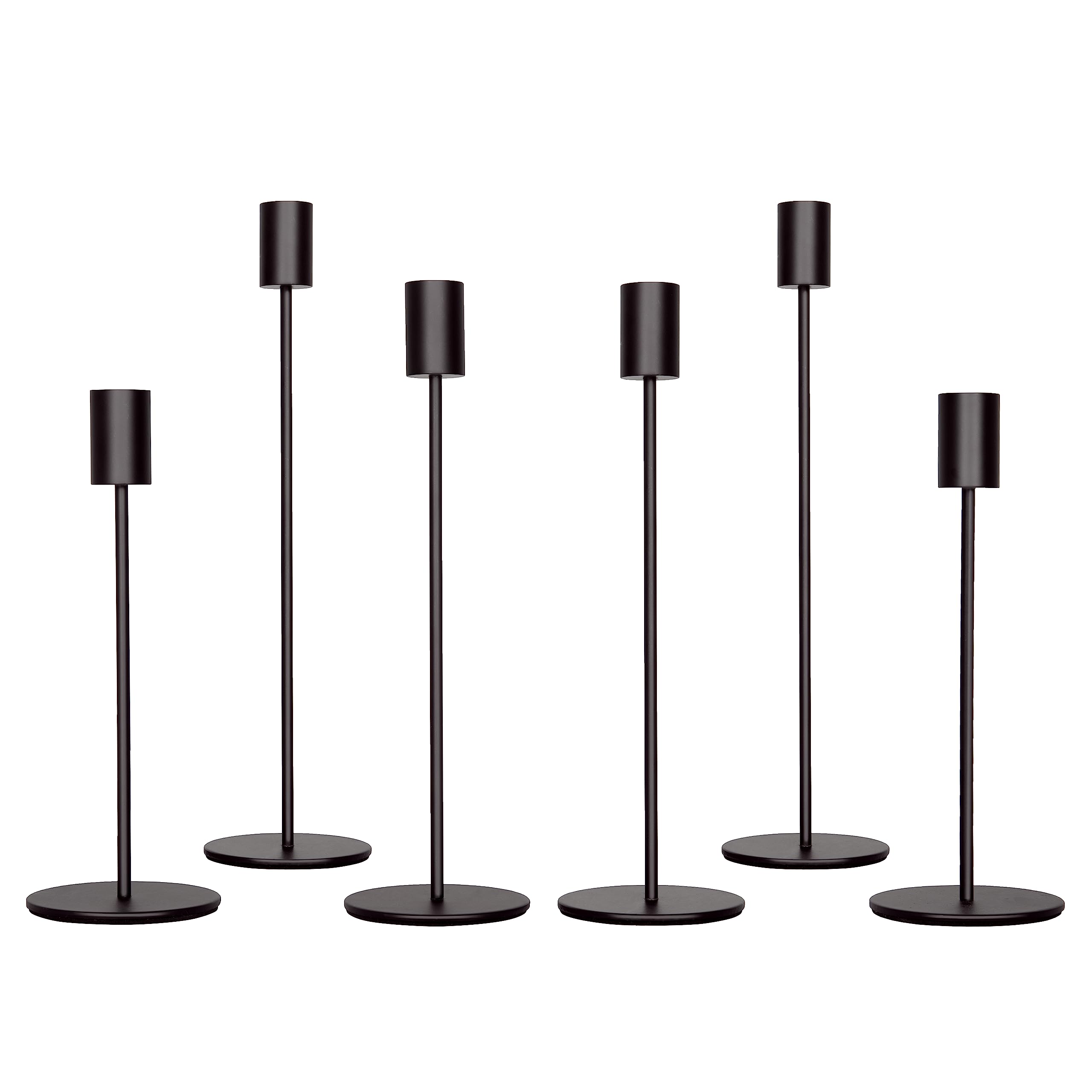 zeochyni Matte Black Candlestick Holders Set of 6, Decor Taper Candle Holder for Wedding, Dinning, Party,Fits 3/4 Inch Thick Candle