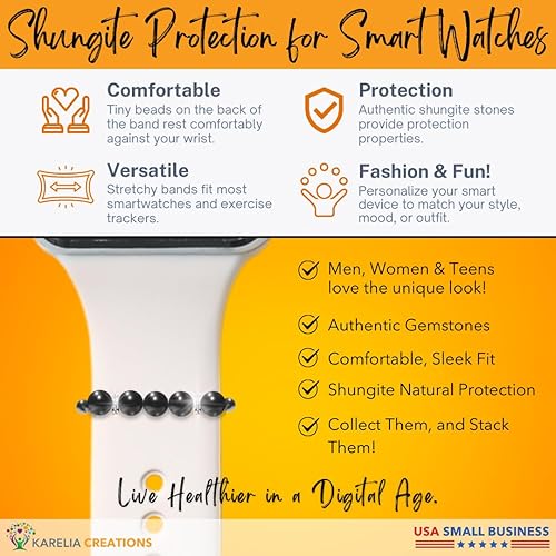 Miniatura 3 de Shungite - Correa de reloj inteligente con dije decorativo brillante Compatible con Apple iWatch Galaxy Oculus 1.496 in 1.575 in 1.614 in 1.654 in