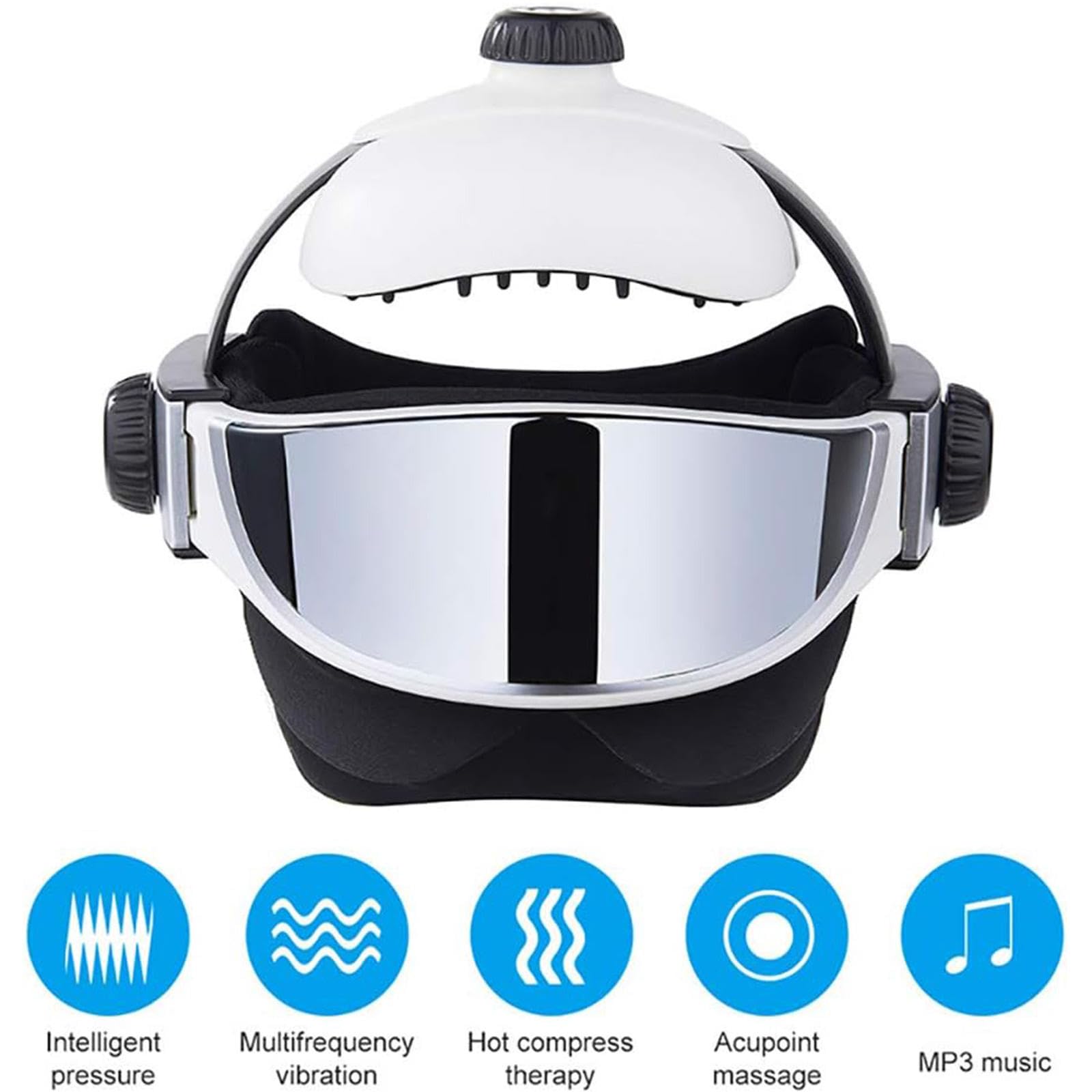 Elektryczny masażer głowy USB, kask, 2 w 1, masażer oczu głowy z pilotem, masaż ciśnieniowy, odtwarzacz muzyki Mp3 do domu, hotelu, salonu piękności, szpitala, biura