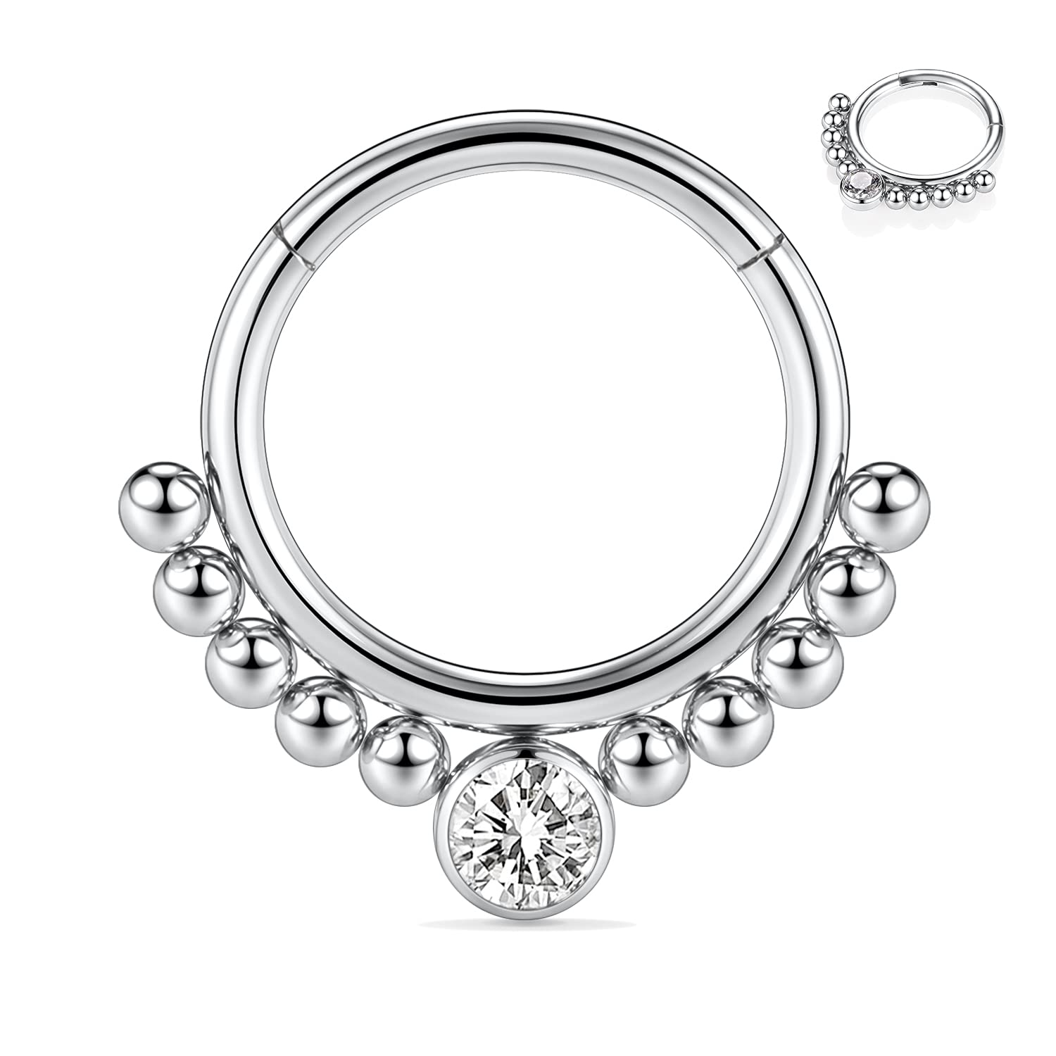 hengkaixuan 16G Septum Nose Rings Hoop Daith Earrings Surgical Steel Septum Clicker Ring Hirned Segment Seamless Clicker Ring Conch Hoop Ring Unisex Earrings Hoop Daith Piercing Jewellery — view 35