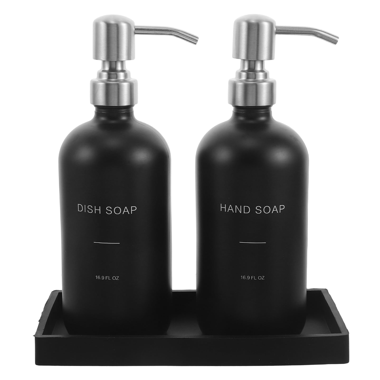 1 Set Dispenser di sapone in vetro: Dispenser di sapone liquido per le mani da bagno con vassoio - Flacone con pompa ricaricabile da 500 ml per lavello da cucina, lavaggio piatti e bagno