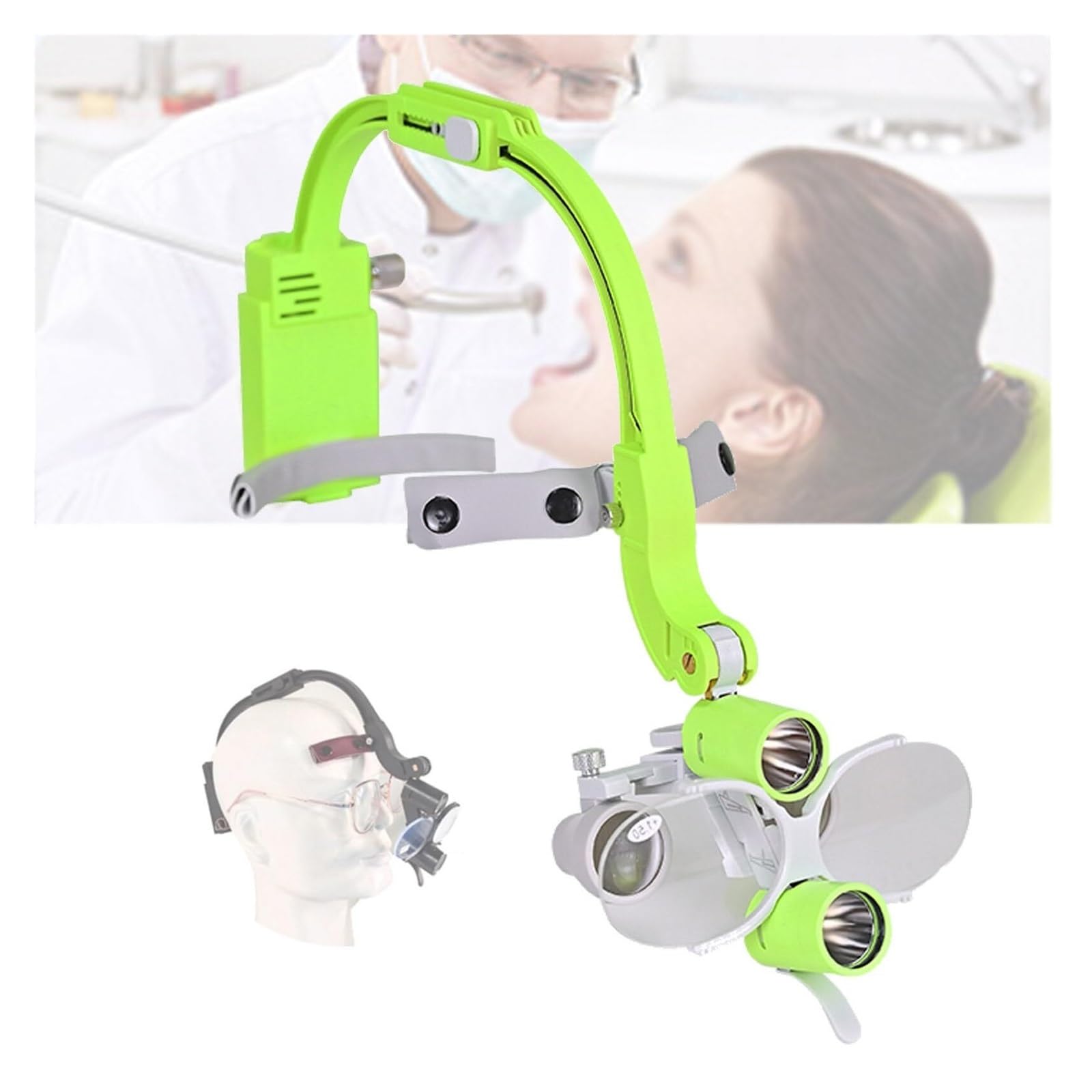 Cuffie con lente d'ingrandimento per uso odontoiatrico e luce LED - Ingrandimento 2,5x o 3,5x - Batteria ricaricabile - Design ergonomico per dentisti e chirurghi - Archetto regolabile